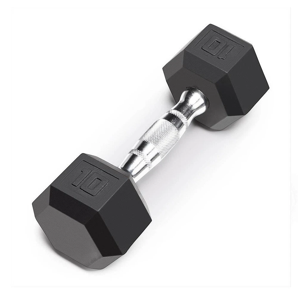 HEXAGONAL DUMBBELL WITH RUBBER 10LB