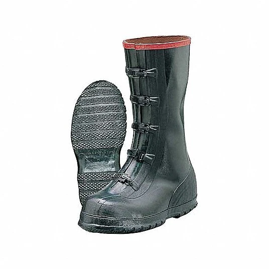 T369-8 5-buckle Black Rubber Overboot For Men, Size 8