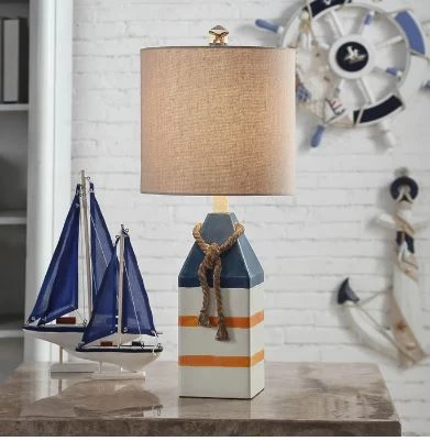 BUOY BAY | Nautical Accent Coastal Table Lamp | 24in ht. X 10in w. X 10in d. | 100 Watts
