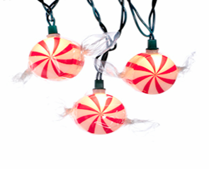 10-light Red Peppermint Candy Light Set For Holiday Decor