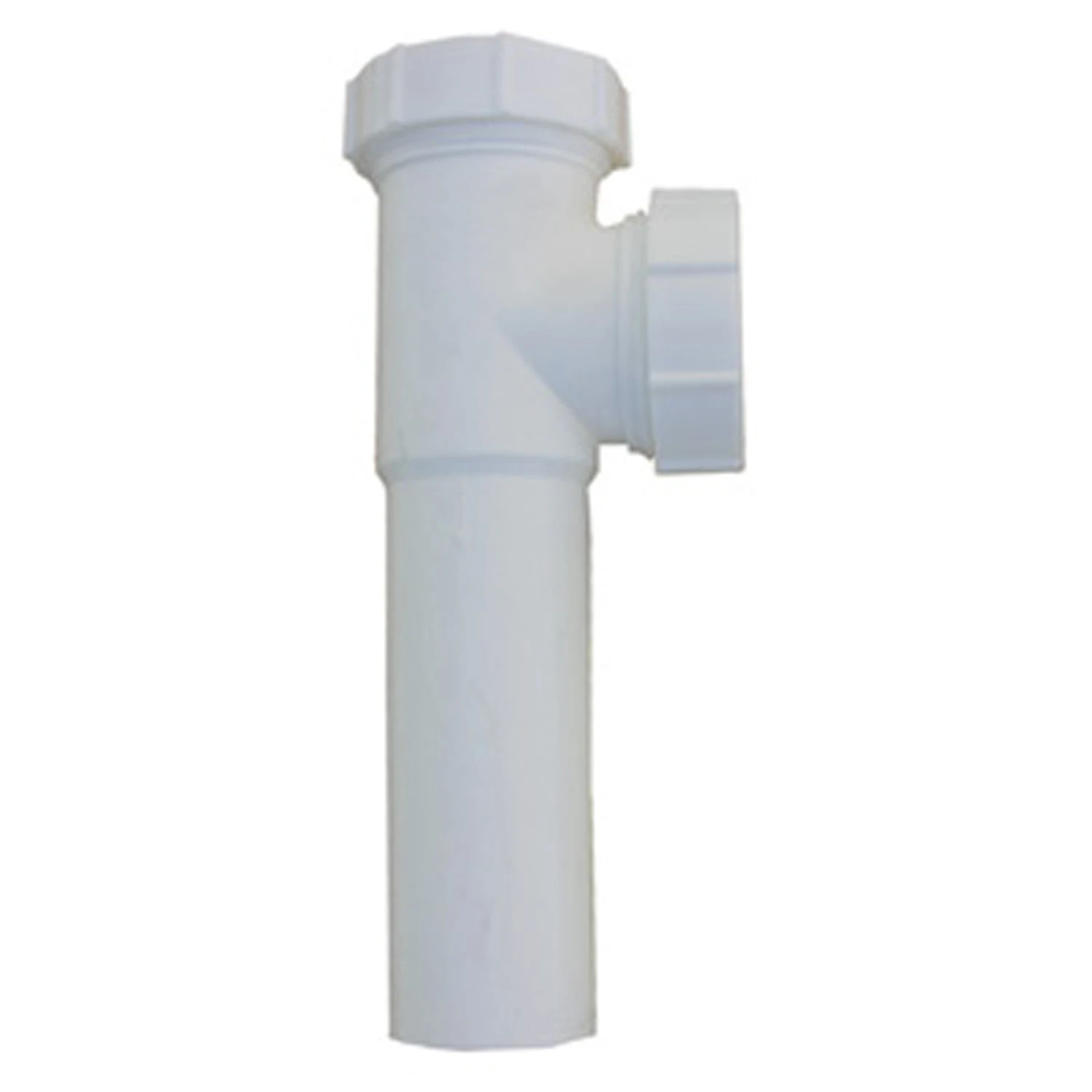 Lavatory/Kitchen Drain Tee, With Tailpiece, White PVC, 1-1/2 x 7 In. Slip Joint