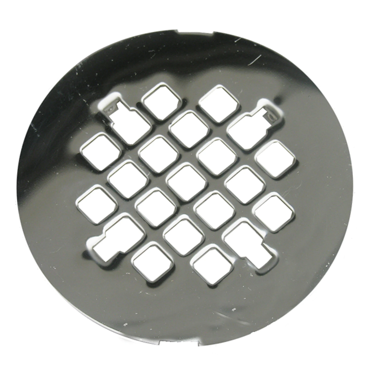 Shower Drain Grate, Snap In, Chrome Plated, 4-1/4 In.