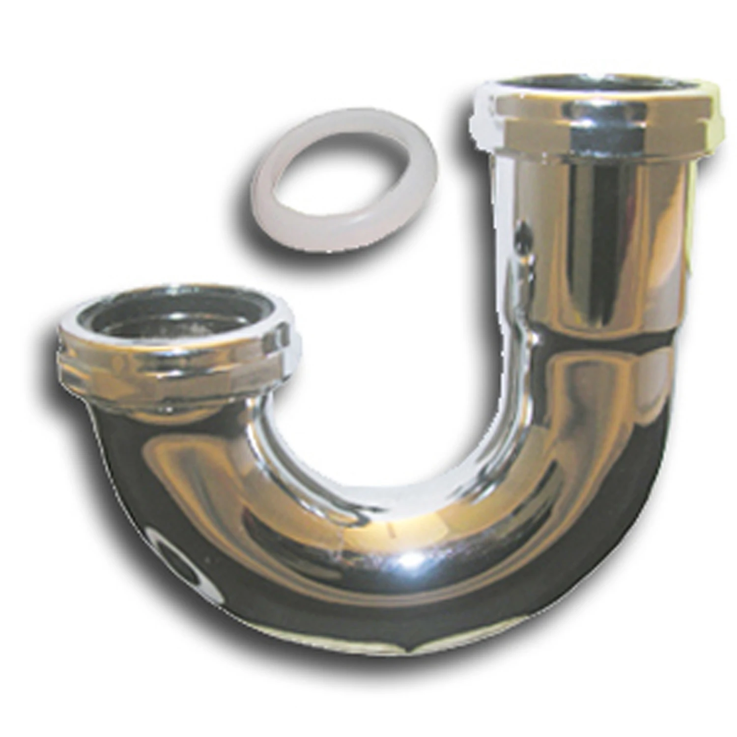 Kitchen Drain J-Bend, Chrome Plated Brass, 1-1/2 In. OD