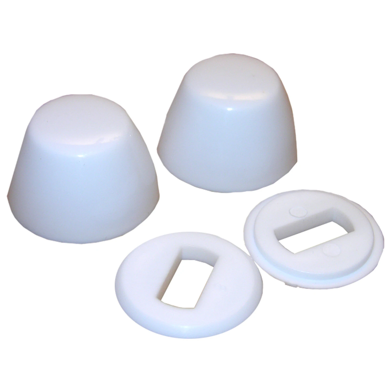 Round Toilet Bolt Caps, White, Plastic