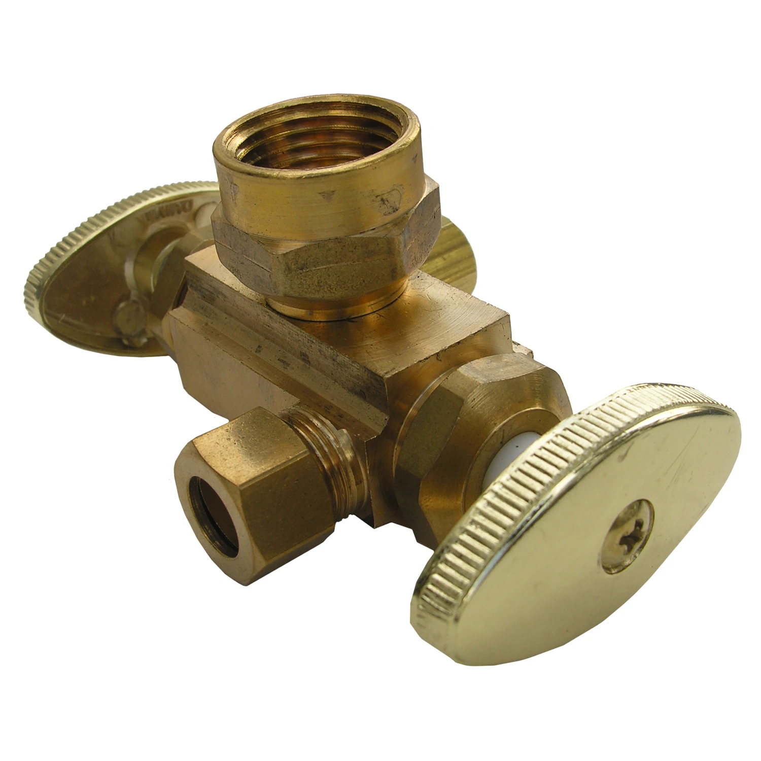 LASCO 06-7451 Dual Valves/Dual Stops, 1/2-Inch Iron Pipe Inlet X 3/8-Inch Compression Outlet X 1/4-Inch Compression Outlet, Brass