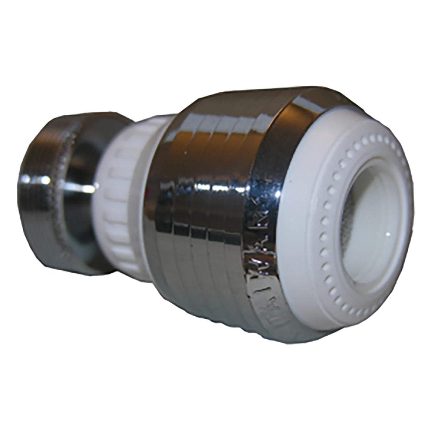 Swivel Spray Aerator, Dual Thread, Chrome & White, 55/64-In. x 27 Female x 15/16-In. Male