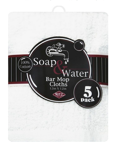 Ritz White Cotton Bar Mop Dish Cloth 5 pk