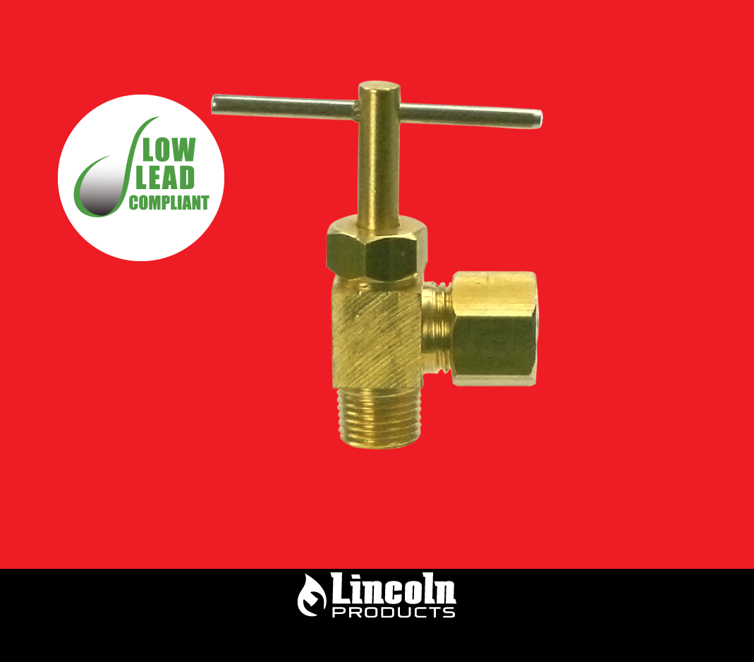 Pipe Fitting, Angle Needle Valve, Brass, 1/4-In. Compression x 1/8-In. MPT