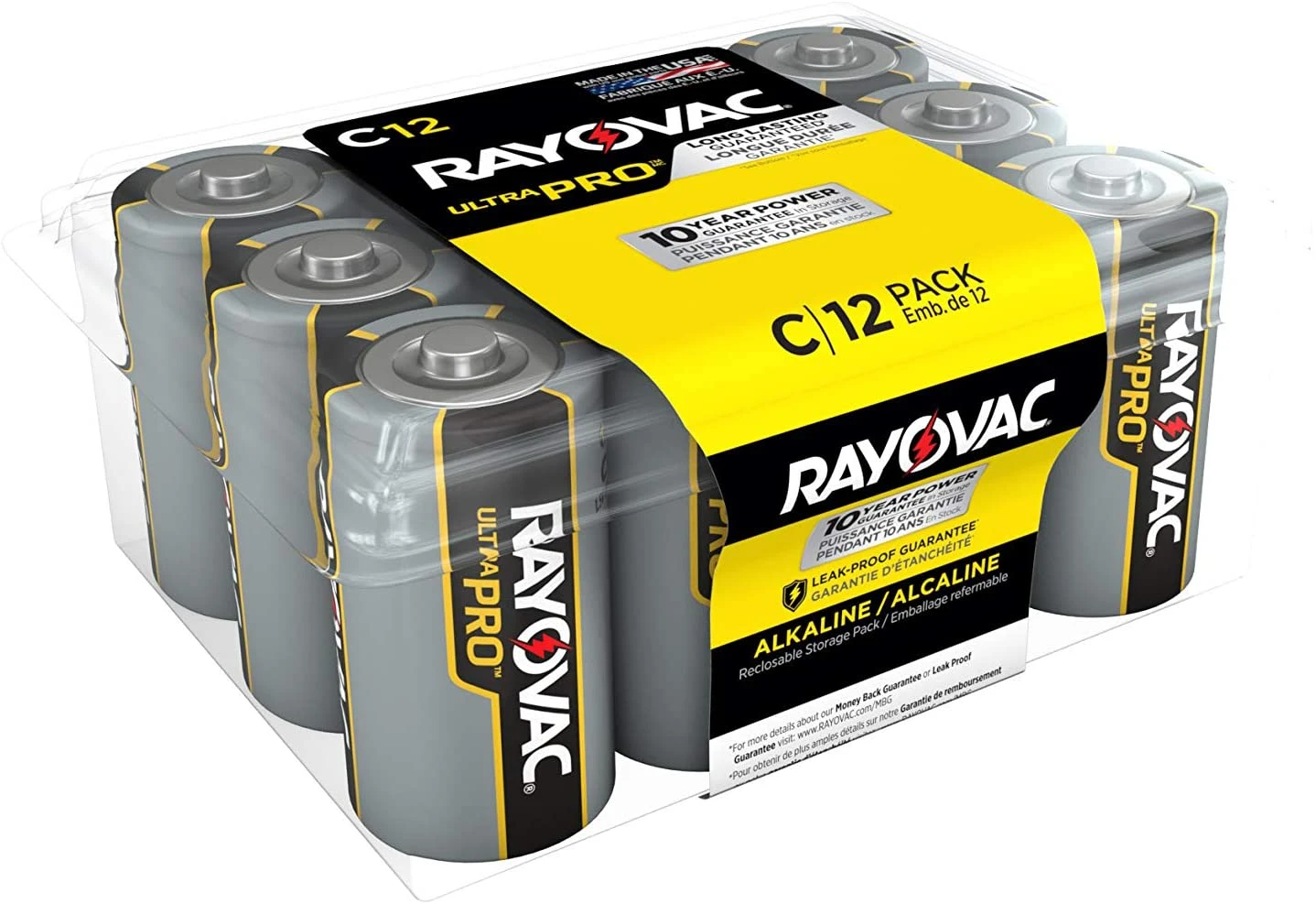 Contractor Pack (12) C-cell Rayovac Ultra Pro Alkaline Batteries In A Reclosable Plastic Box