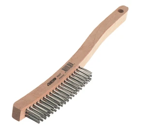 Curved Handle Scratch Brush 14" Oal, 4x19 Heavy Duty Carbon Steel