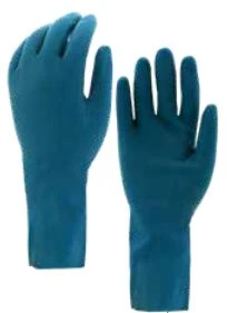 Latex Glove, 18 Mil Blue Unlined Large Size 9, 12" Length