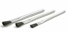 Tin Handle Acid Brushes, 3/4 In Trim L, Stiff Black Horsehair, 3/8 In Dia.