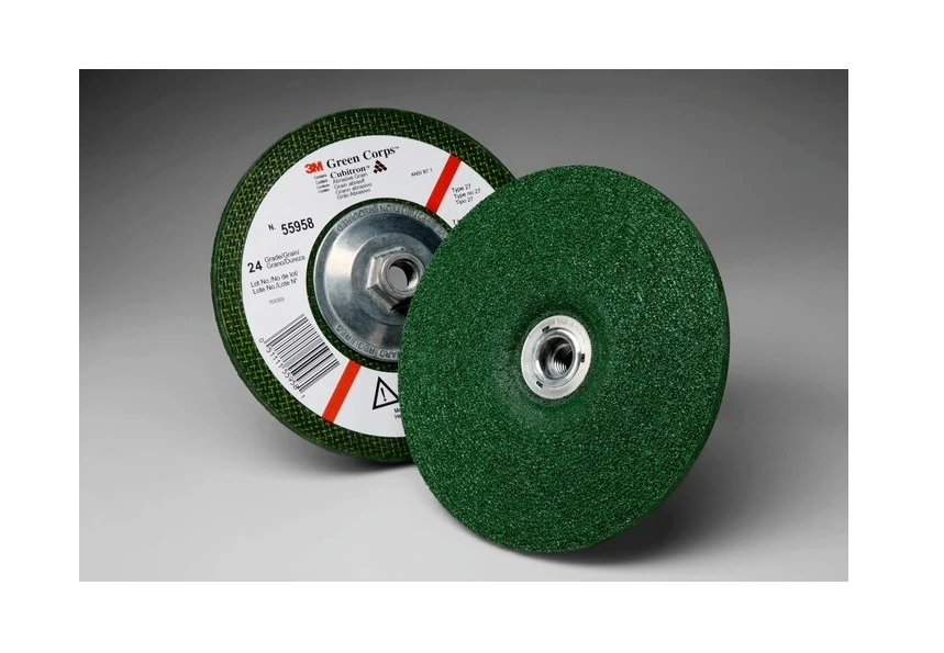 3m Green Corps(tm) Depressed Center Wheel, 24 7 In X 1/4 In X 5/8-11 Internal, 10 Per Box