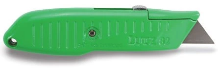 Green Retractable Blade Utility Knife With Safety Nose And Ergonomic Grip
