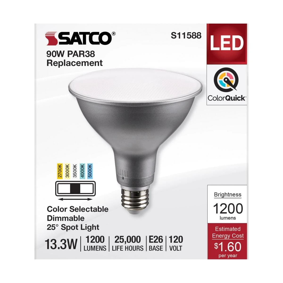 PAR38 13.3W 1200LM CCT 90W SPOT BULB