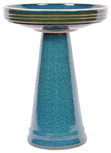 Simple Elegance 23"h Mosaic Turquoise Birdbath Set