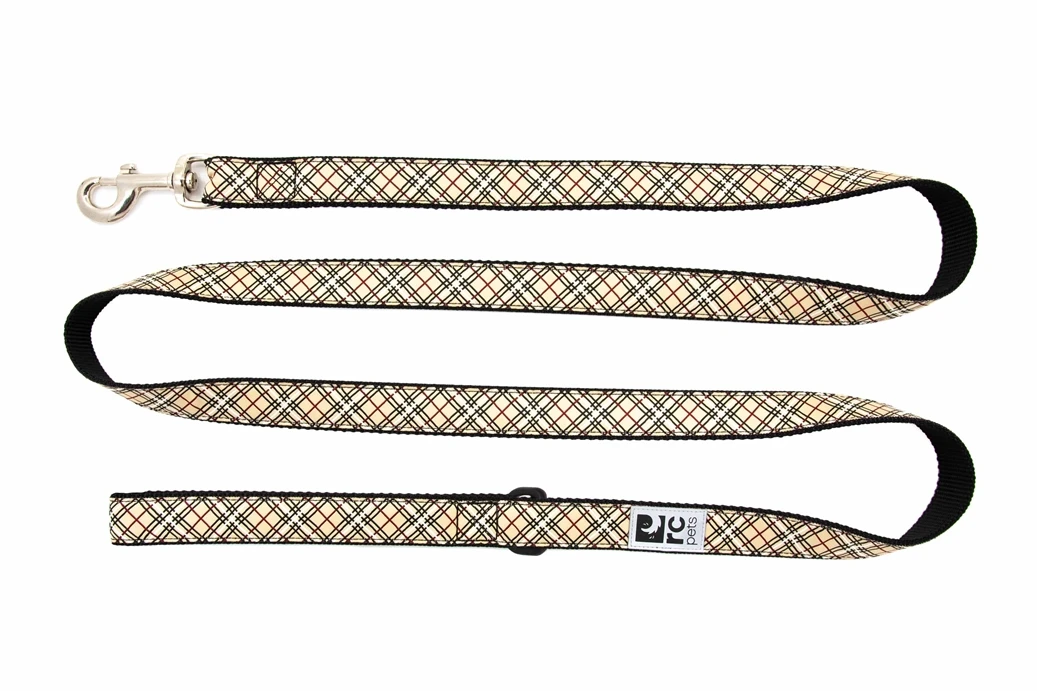 RC PETS LEASH 1" X 6' TAN TARTAN