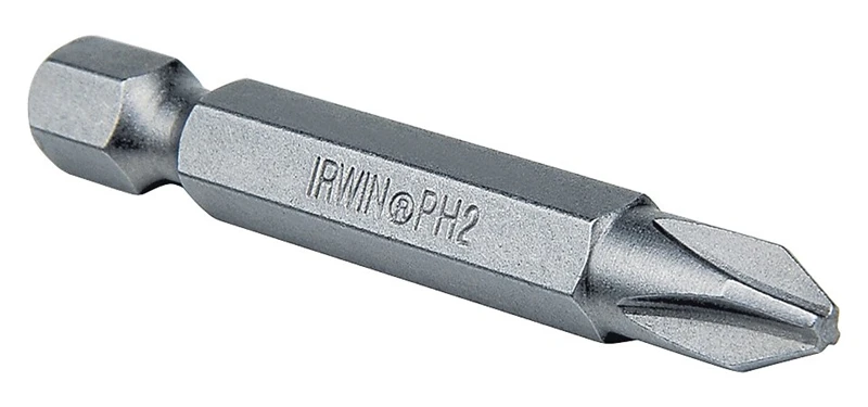IRWIN 3520071C Power Bit, #2 Drive, Phillips Drive, 1/4 in Shank, Hex Shank, S2 Steel