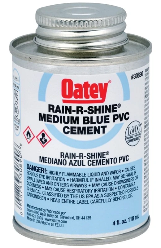 Oatey Rain-R-Shine 30890 Solvent Cement, Blue, 4 oz Can