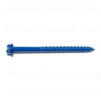 1/4 x 3-1/4 Blue Ruspert Slotted Hex Masonry Screws