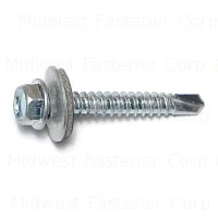 12 x 1-1/2 Zinc Hex Self-Drilling Screws with Sealing Washers