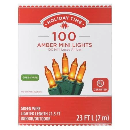 Holiday Time Amber Mini Lights, 100 Count