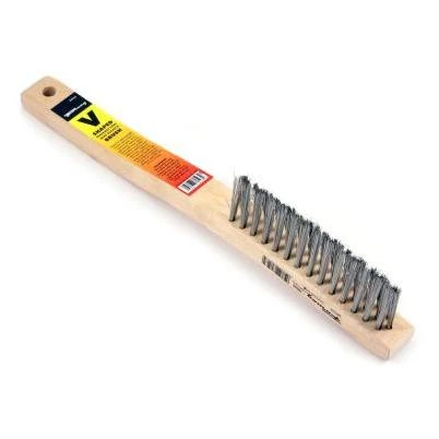 13-3/4 in. Wood Handled Stainless-Steel V-Groove Wire Scratch Brush