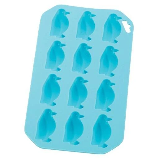 Silicone Penguin Ice Cube Tray And Baking Mold, 8 X 4.25 Inches, Blue