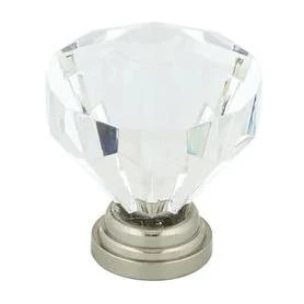 Richelieu Clear and Brushed Nickel Round Cabinet Knob