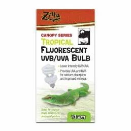 13 Watt Tropical Fluorescent Uvb/uva Bulb, 3.875 Inch Canopy Lamp