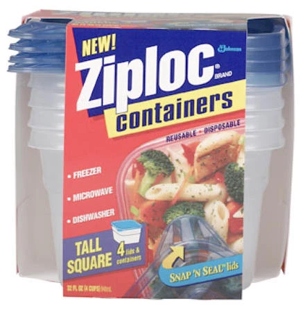 Ziploc Medium Square Containers w/ Lids - 1 Package (4 containers/lids)