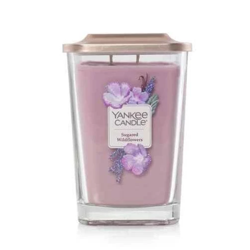 Elevation Collection Sugared Wildflowers Large Square Candle With Platform Lid