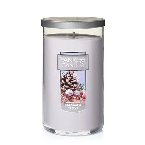 Balsam & Clove 12oz Medium Perfect Pillar Candle, Gray