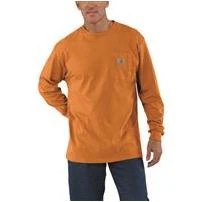 Carhartt Men's Workwear Pocket Long Sleeve T Shirt, Chili, Small