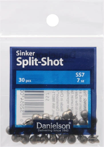 Danielson Removable Split Shot Sinker Fishing Weight, Size 7, 30-pack
