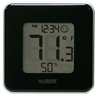 Digital Thermometer and Hygrometer in Black