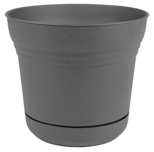 SP07908 7 in. Saturn Planter with Saucer&#44; Charcoal