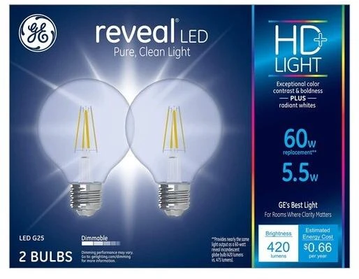 258479 5.5 watt Reveal High Definition Bulb&#44; Pure White - Pack of 2