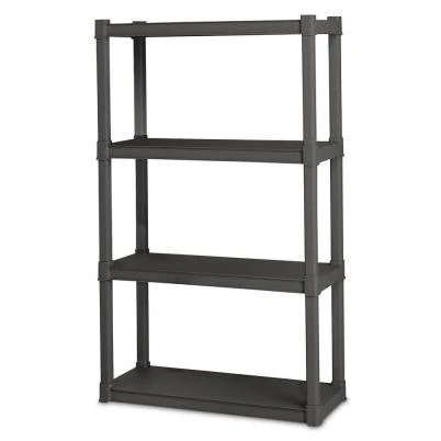 57 in. H x 34.5 in. W x 14.375 in. D 4-Shelf Plastic Shelving Unit (1-Pack)