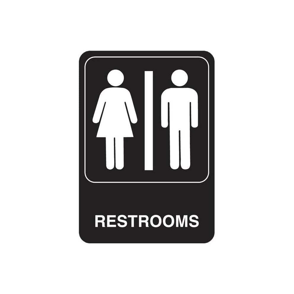 5 X 7 In. Black Plastic Unisex Restroom Sign With Graphic - 6 Pieces