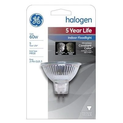 50-watt Halogen Quartz Flood Light Bulb, Mr16, 12v, 5000 Hours, Bi-pin Base