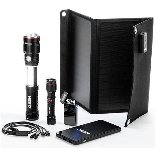 NEBO SLYDE KING 2-in-1 Flashlight Solar Emergency Kit with Power Bank and More