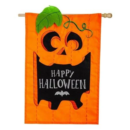 Evergreen Flag Happy Halloween Jack-o-Lantern House Flag