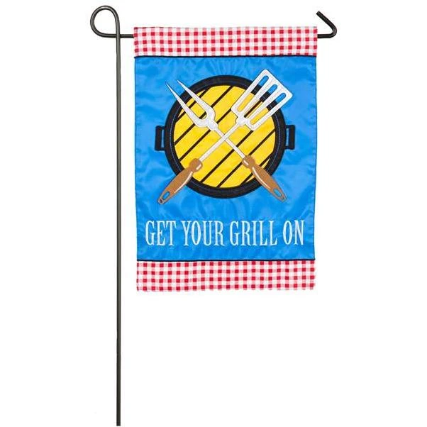 Get Your Grill On Applique Garden Flag