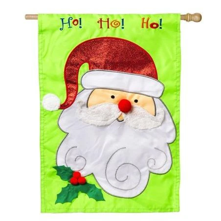 Embellished Christmas Santa Applique House Flag