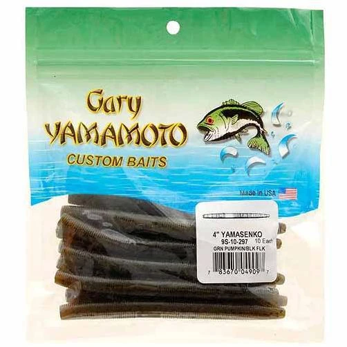 Yamamoto Senko Bait, Green Pumpkin Black Flake, 4-inch Soft Bait