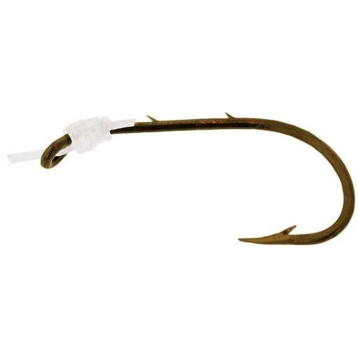 139-3/0 Baitholder Snelled Fish Hook - Bronze Finish, 6 Pieces