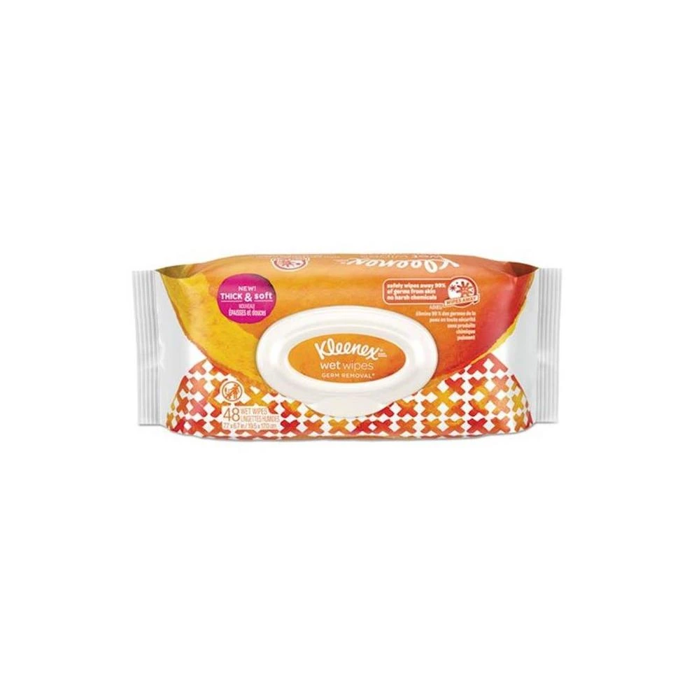 "Kleenex Wet Wipes Germ Removal for Hands and Face, Flip-top Pack, 48 Wipes (47782)"