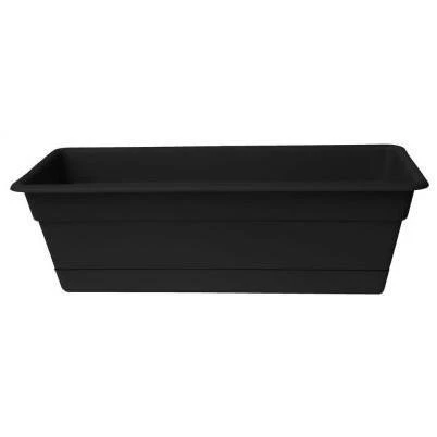 24 x 5.75 Black Dura Cotta Plastic Window Box Planter w/ Saucer