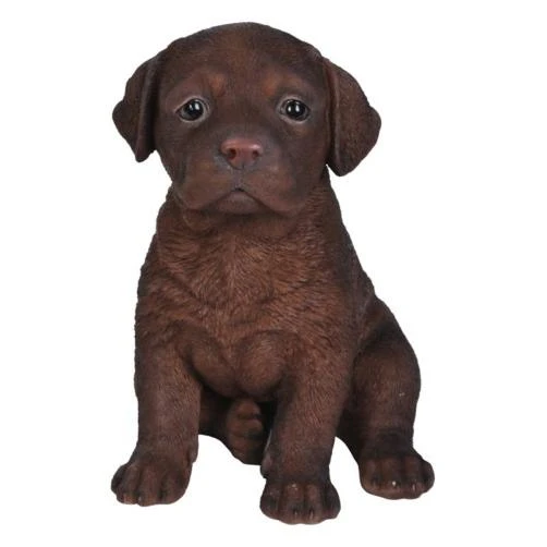 Garden Figurine, Labrador Puppy, Chocolate Polyresin, 6.5-In.